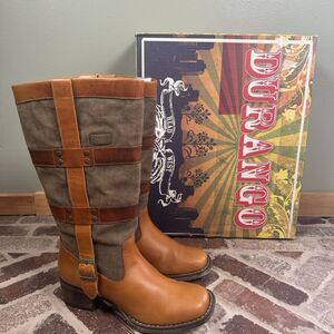 DURANGO World Traveler Women's Wellington Boot Size 6M Pull On Canvas &‎ Leather